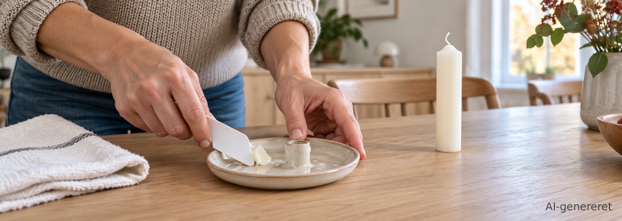 S�dan fjerner du stearin fra bord, tekstil og gulv uden at g�re skaden st�rre.