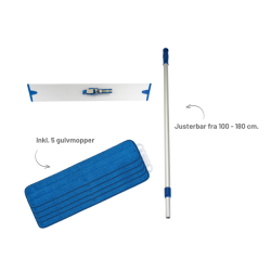 Moppest med 5 microfibermopper og 55 cm fremfrer