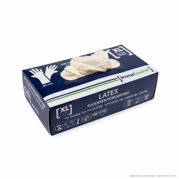 Handske Engangs Prime Source uden Pudder Latex AQL. 1,5 hvid