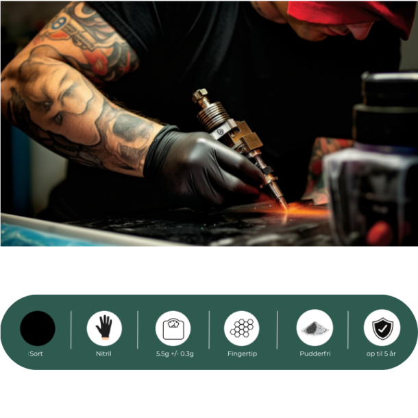 ThemNitrile Pro Black Nitrilhandske, 5,8g. - 100stk