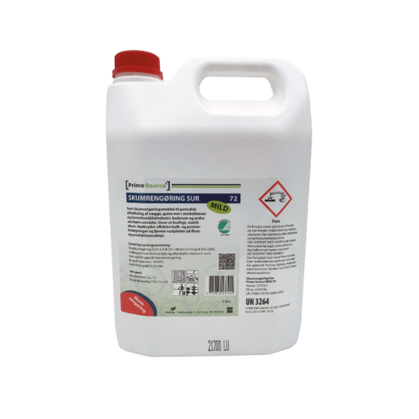 Skumrengring Prime Source Mild 72 5ltr Surt Svanemrket uden Farve/Parfume