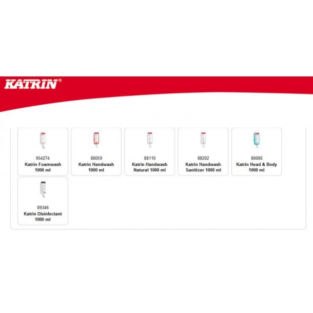 Katrin s�bedispenser, hvid plast, 1 ltr., refill
