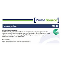 Vaskepulver: Prime Source Mild u. Parfume &amp; Optisk hvidt / 10 kg.