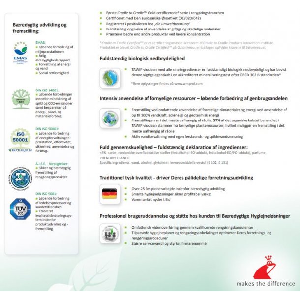 Vaskepleje: TAWIP Vioclean voksfri m. Parfume / 1 ltr. / Gr�n