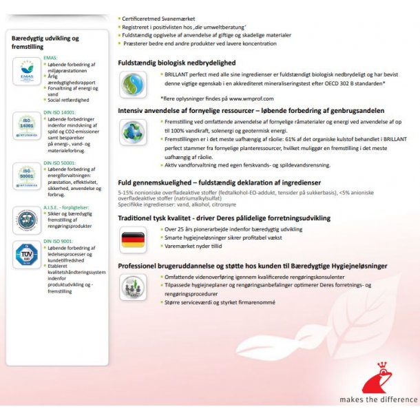 Maskinopvask afsp�ndingsmiddel BRILLANT perfect uden farve og parfume (5 liter)