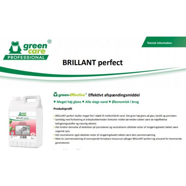 Maskinopvask afsp�ndingsmiddel BRILLANT perfect uden farve og parfume (5 liter)