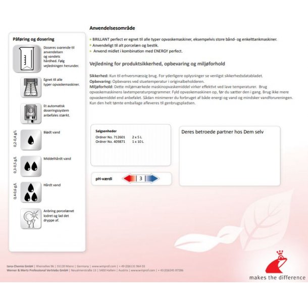 Maskinopvask afsp�ndingsmiddel BRILLANT perfect uden farve og parfume (5 liter)