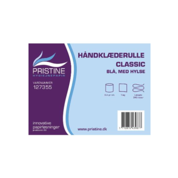 H�ndkl�derulle Pristine Classic 196mm x 240m 1-lag med hylse bl�