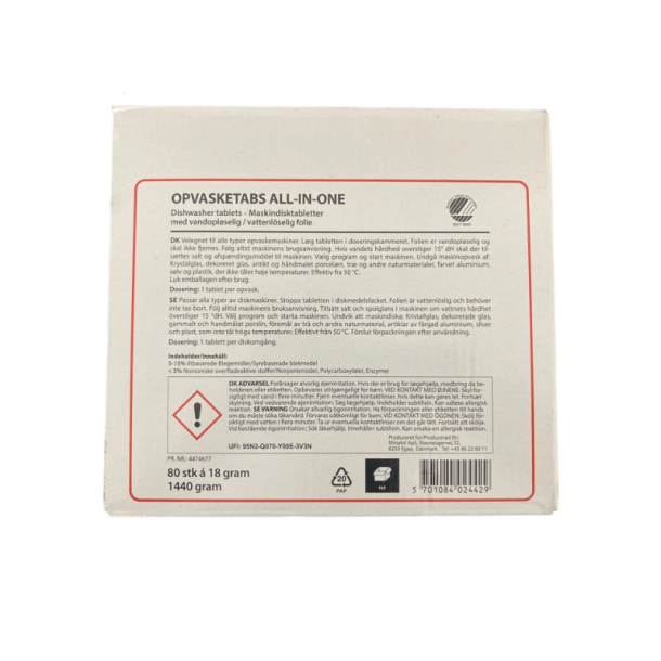 Opvasketabs, Mild, All-In-One, Svanem�rket, 80 stk.