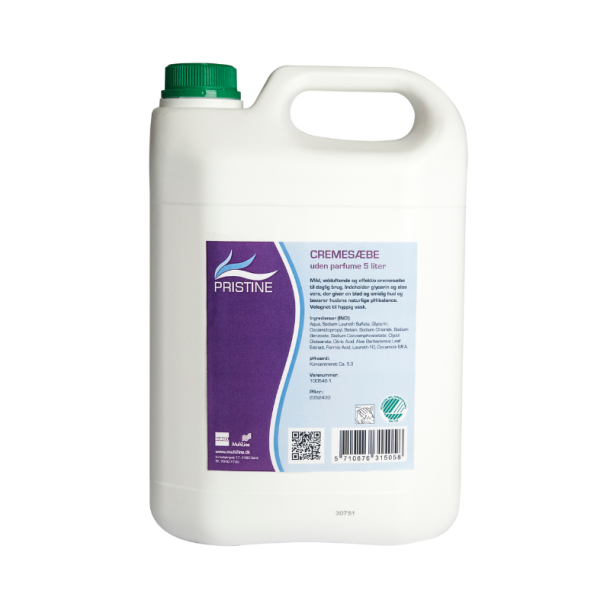 Cremesbe Pristine Svanemrket uden Parfume/Parabener 5 ltr