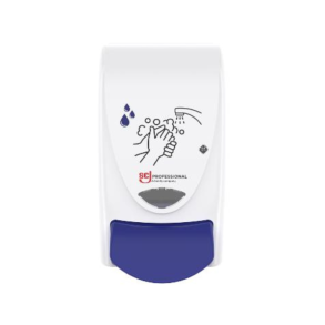 Dispenser Cleanse Hands Manuel Plast hvid/bl til 1ltr