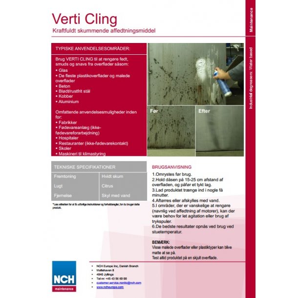 Affedtningsmiddel NCH Verti Cling skummende � til lodrette overflader