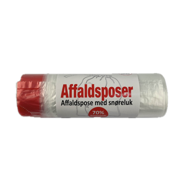 Affaldspose med sn�reluk 20 liter, transparent