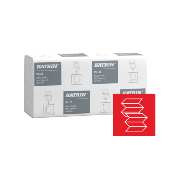 Hndkldeark Katrin Plus Non-Stop W-fold 3-lag L34xB20.3xD8.5cm Nyfiber Hvid