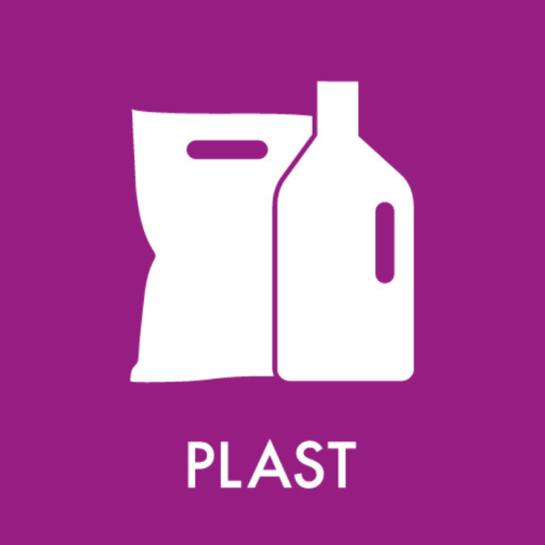 Klistermrke piktogrammer til affaldssortering Plast