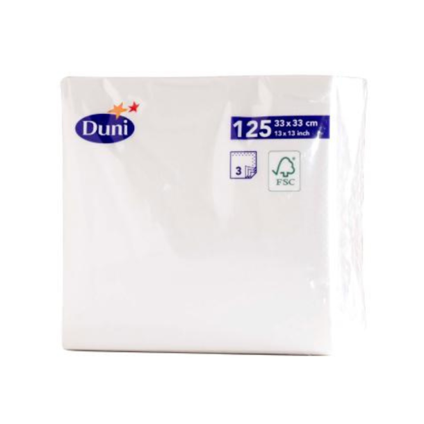 Serviet Duni 33x33 cm 3-lag Hvid 125 stk