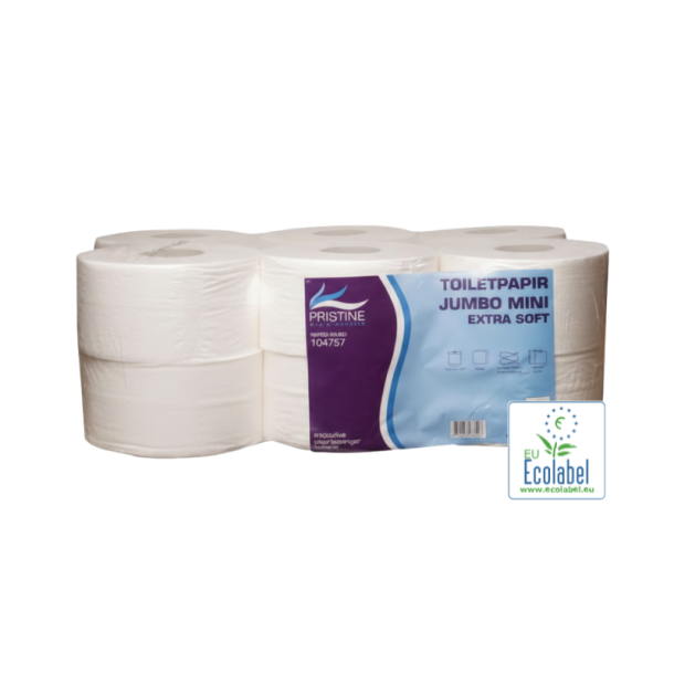 Toiletpapir Pristine Extra Soft Jumbo Mini 2-lag �18 cm 160 m Nyfiber