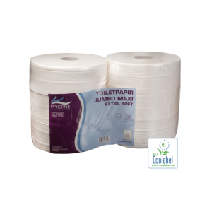 Toiletpapir Pristine Extra Soft Jumbo Maxi 2-lag �27cm L320mxB9.8cm Nyfiber Hvid