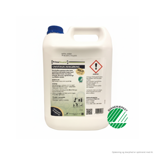 Universalreng�ring Prime Source Mild Ultra svanem�rket uden parfume � h�jkoncentreret (5 ltr)