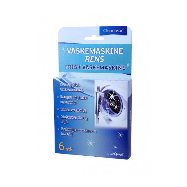 Vaskemaskinerens tabletter, fjerner kalk og d�rlig lugt 6 stk.